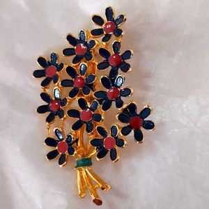 Weiss Enameled Goldtone Brooch